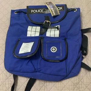 NWT Famous Doctor Who POLICE BOX Backpack in Blue